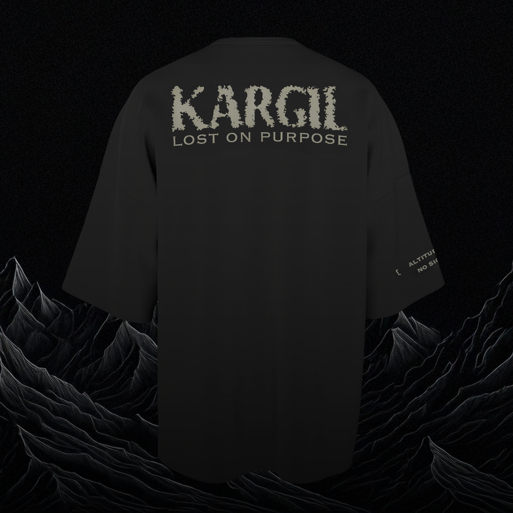 Kargil Oversized T-Shirt - Black- Back View - Unisex Streetwear
