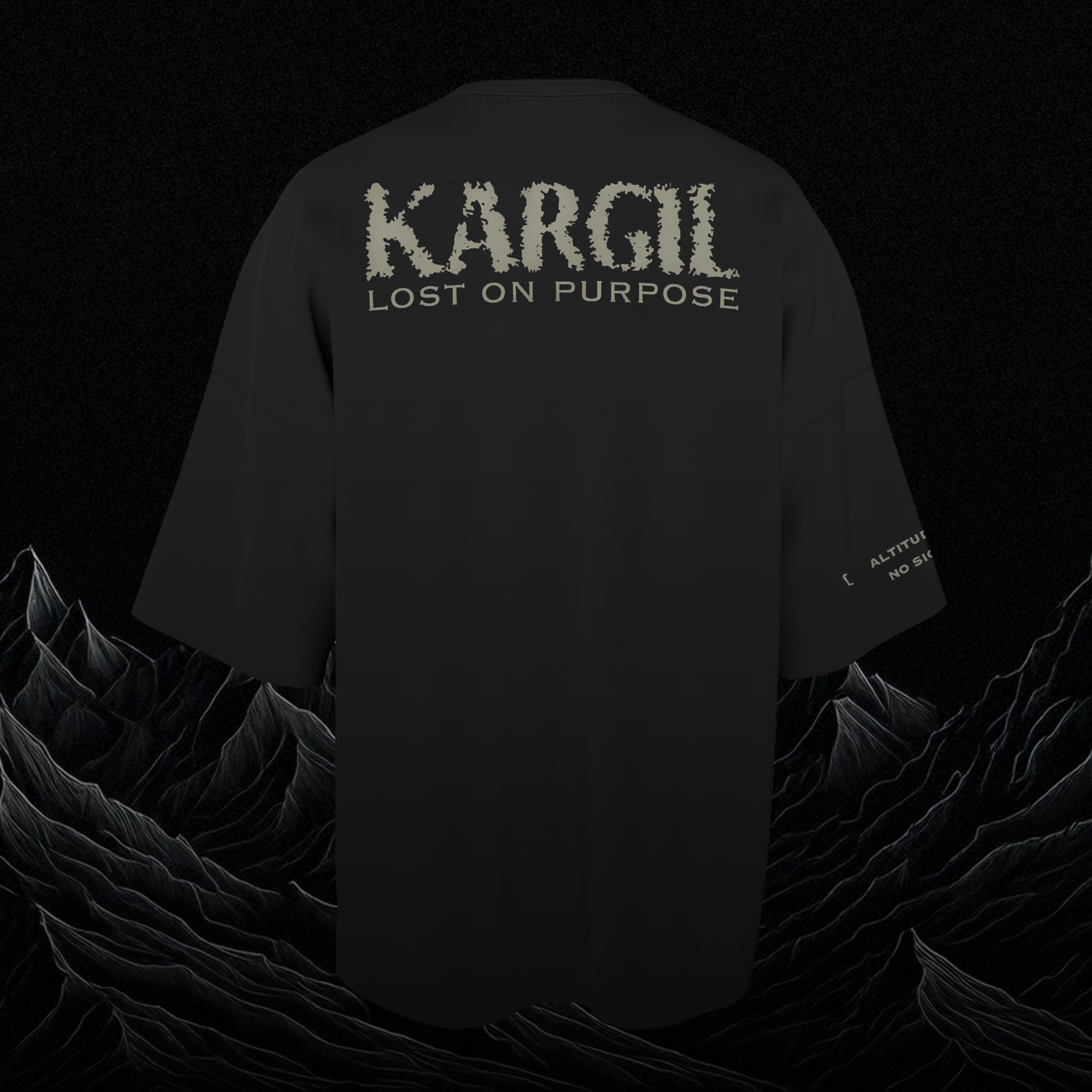 Kargil Oversized T-Shirt - Black- Back View - Unisex Streetwear