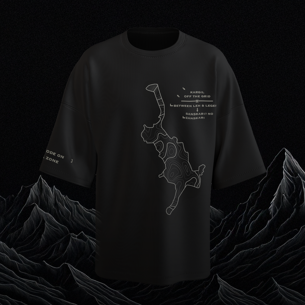 Kargil Oversized T-Shirt - Black- Front View - Unisex Streetwear