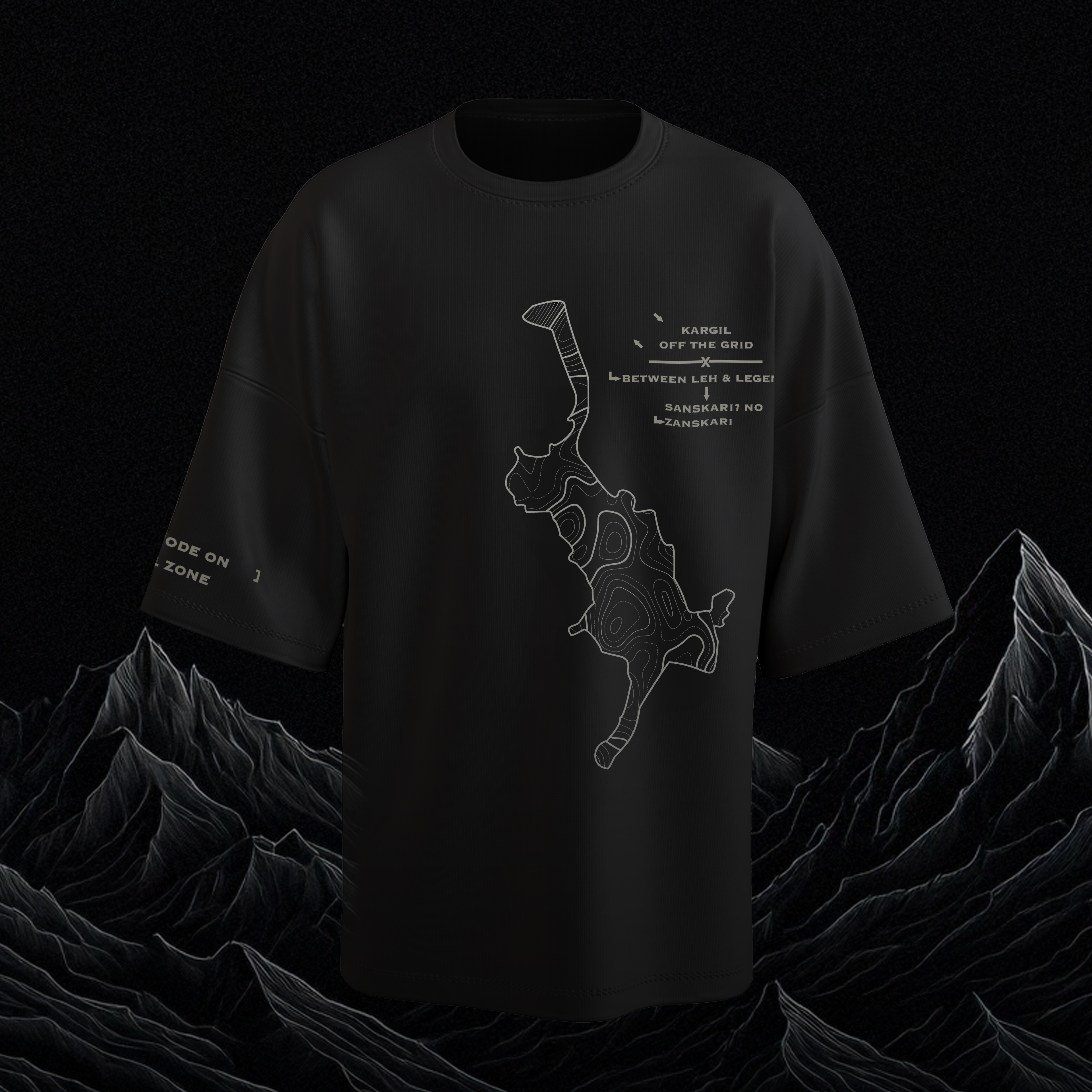 Kargil Oversized T-Shirt - Black- Front View - Unisex Streetwear