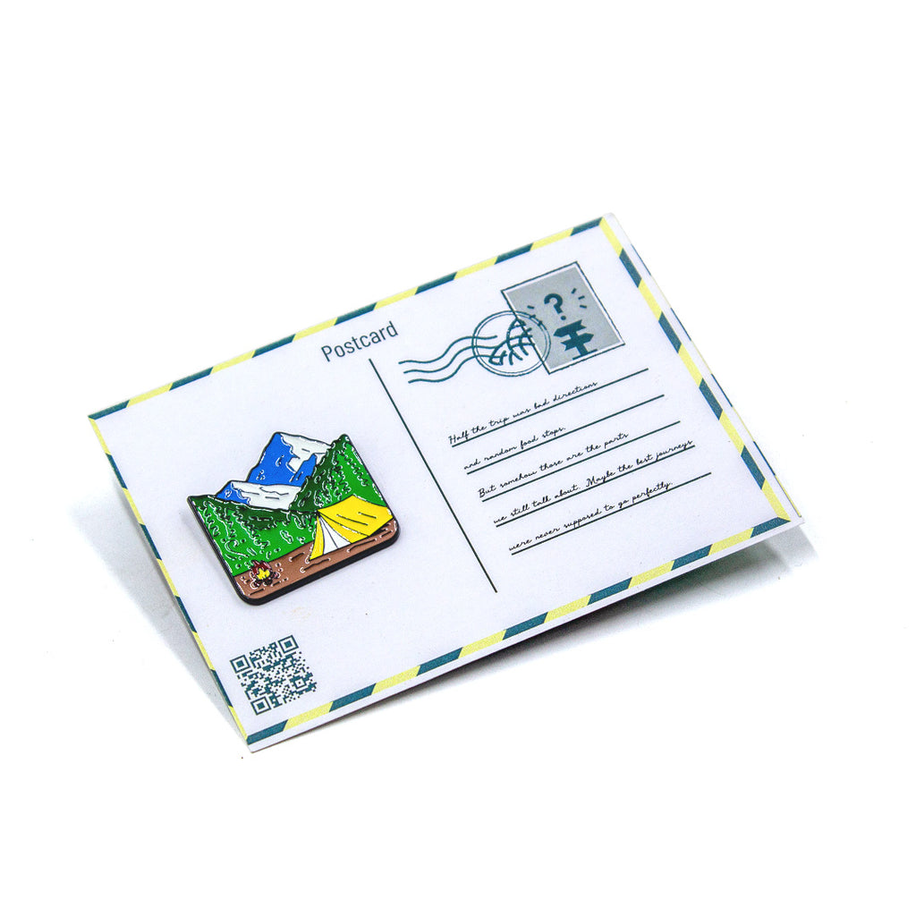 Postcard with a scenic badge on a white background