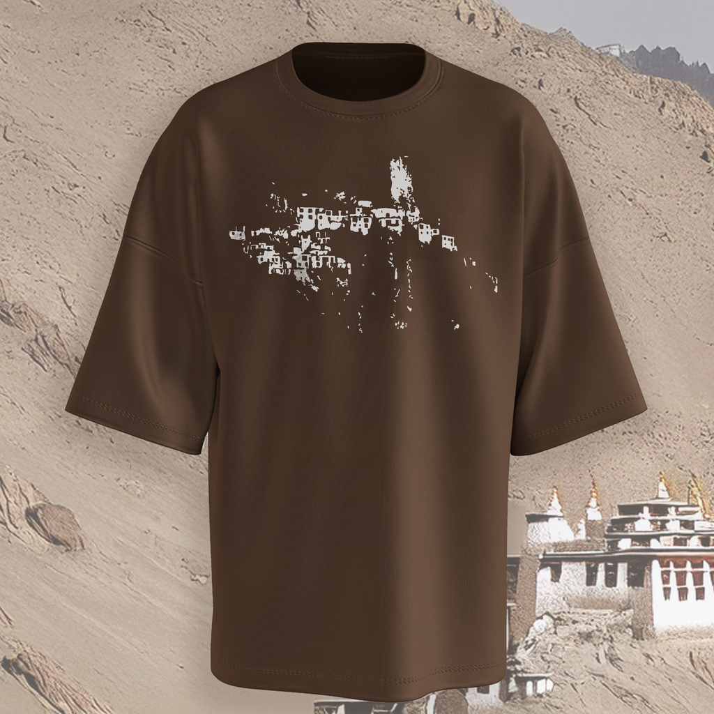 Leh-titude Oversized T-Shirt - Brown - Front View - Unisex Streetwear