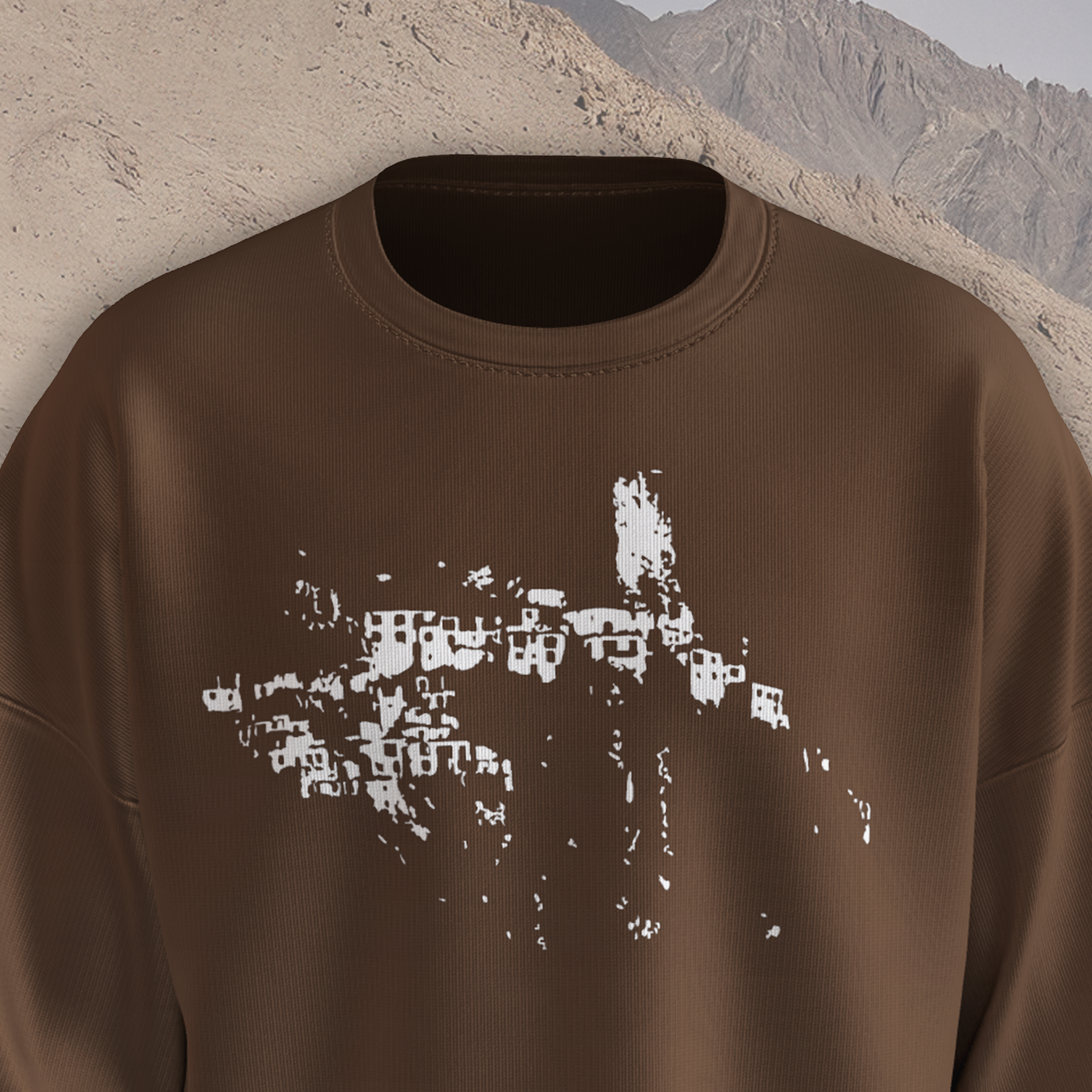 Leh-titude Oversized T-Shirt - Brown - Front  Detail View - Unisex Streetwear