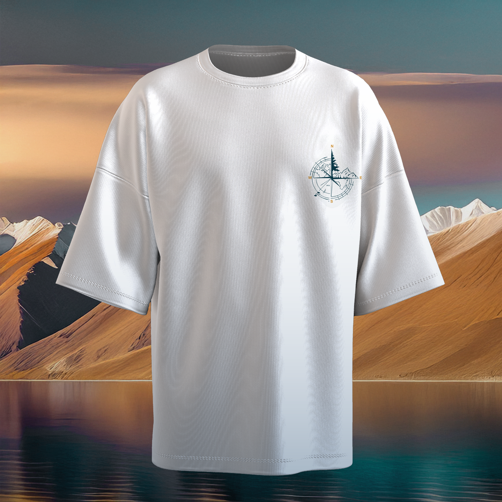 Pangong Tso Oversized T-Shirt - White - Front View - Unisex Streetwear